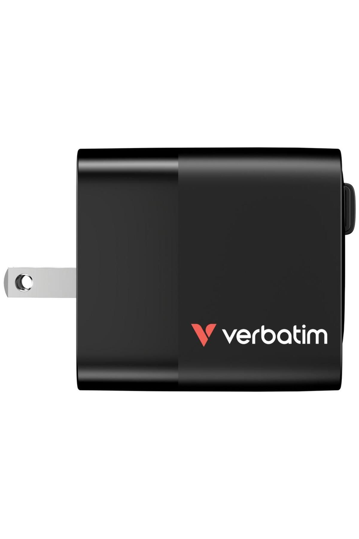 Verbatim-Verbatim GaN Power Adapter, 65W, 2 x USB-C PD 65W, 1 x USB-A QC 3.0, Retractable Cable 4
