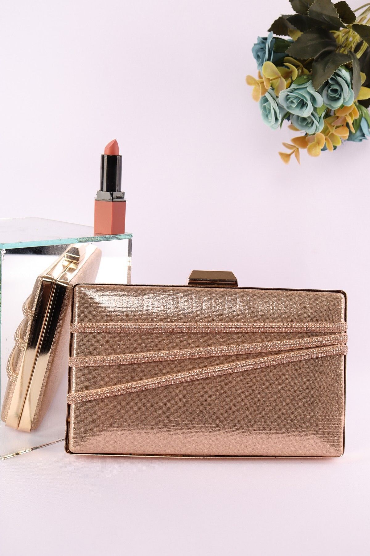 weem bag WB0301 | SIVAMA PIRILTILI İNCE KASA ŞERİTLİ ABİYE ÇANTA