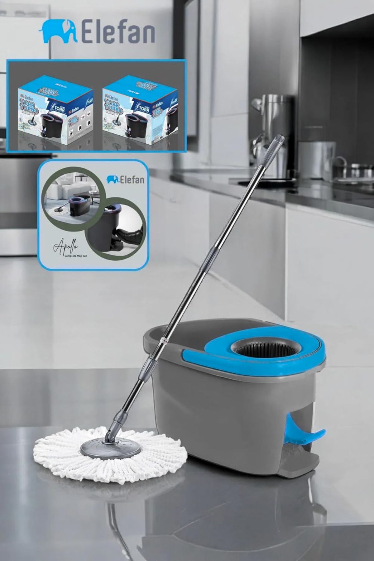 StarLoft Apollo Pedallı Temizlik Mop Seti | 360° Döner Başlıklı Pratik Ve Geniş Hazneli Paspas Mop Seti 21 Lt