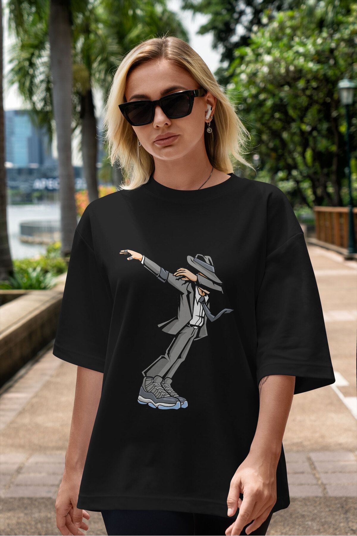ELFAMİ Unisex Erkek/Kadın MICHAEL JACKSON Özel Baskılı Oversize Pamuklu Bisiklet Yaka T-Shirt