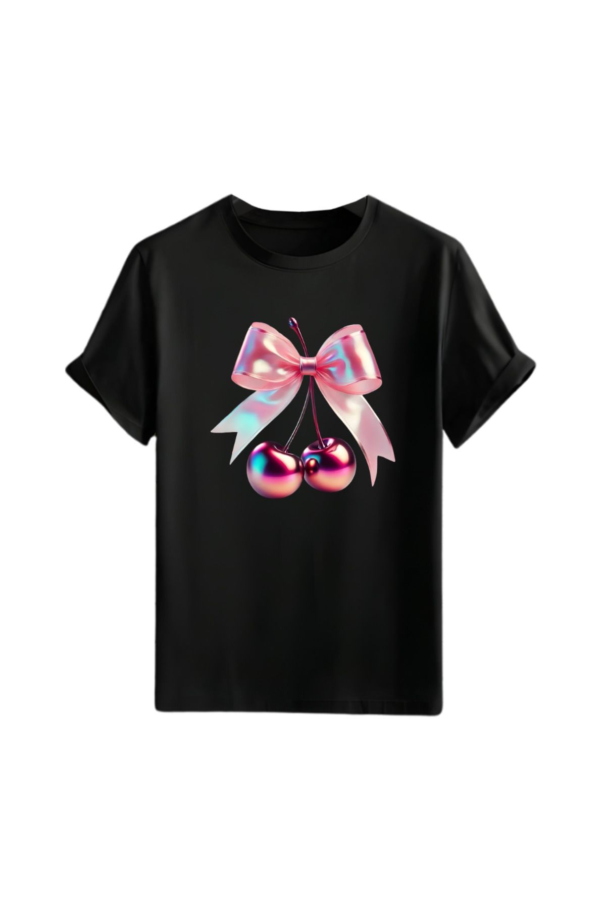 Gölge Store Kiraz(Cherry)Göğüs Baskılı Unisex Oversize Tişört