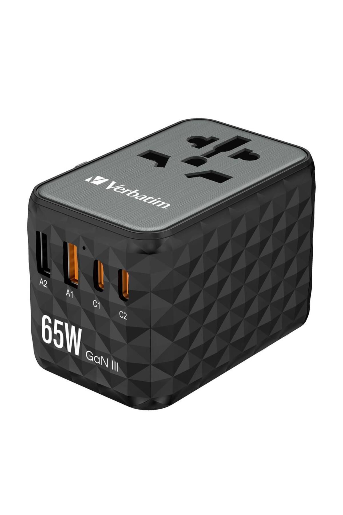 Verbatim-Incarcator retea de calatorie universal Verbatim UTA-05, 65 W GaN3, 2 x USB-C PD & QC 4+ & 7