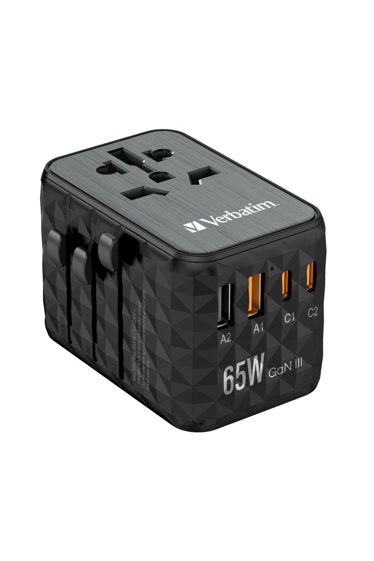 Verbatim-Incarcator retea de calatorie universal Verbatim UTA-05, 65 W GaN3, 2 x USB-C PD & QC 4+ & 1