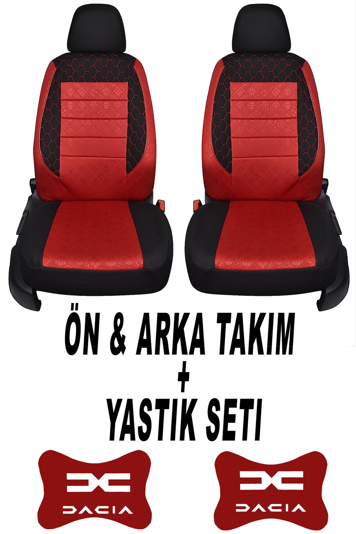 1araba1ev Oto Koltuk Kılıfı Dacia Ön Arka Takım + 2 Adet Boyun Yastığı Seti