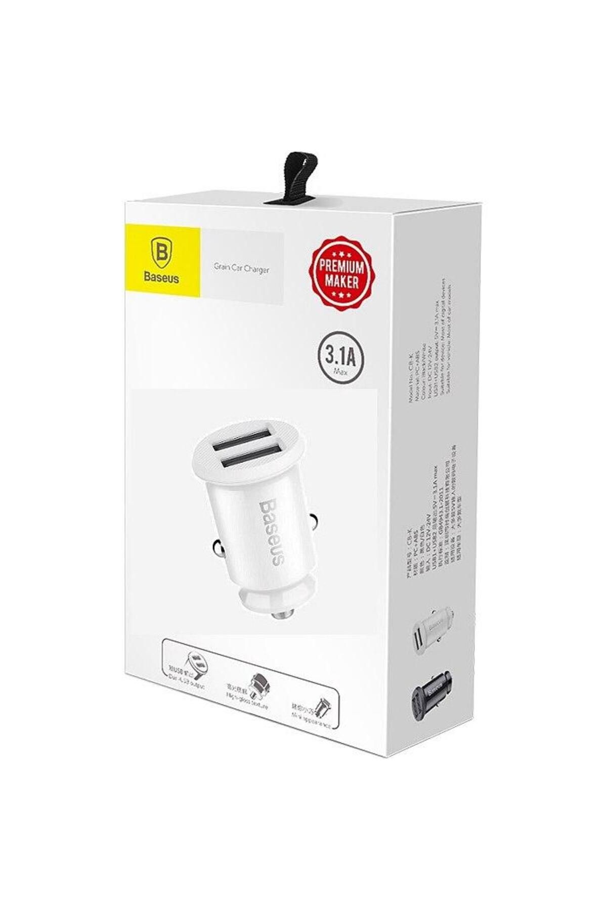 Baseus-Incarcator auto Baseus Grain USB, 2 x USB, 3.1A, Alb 3