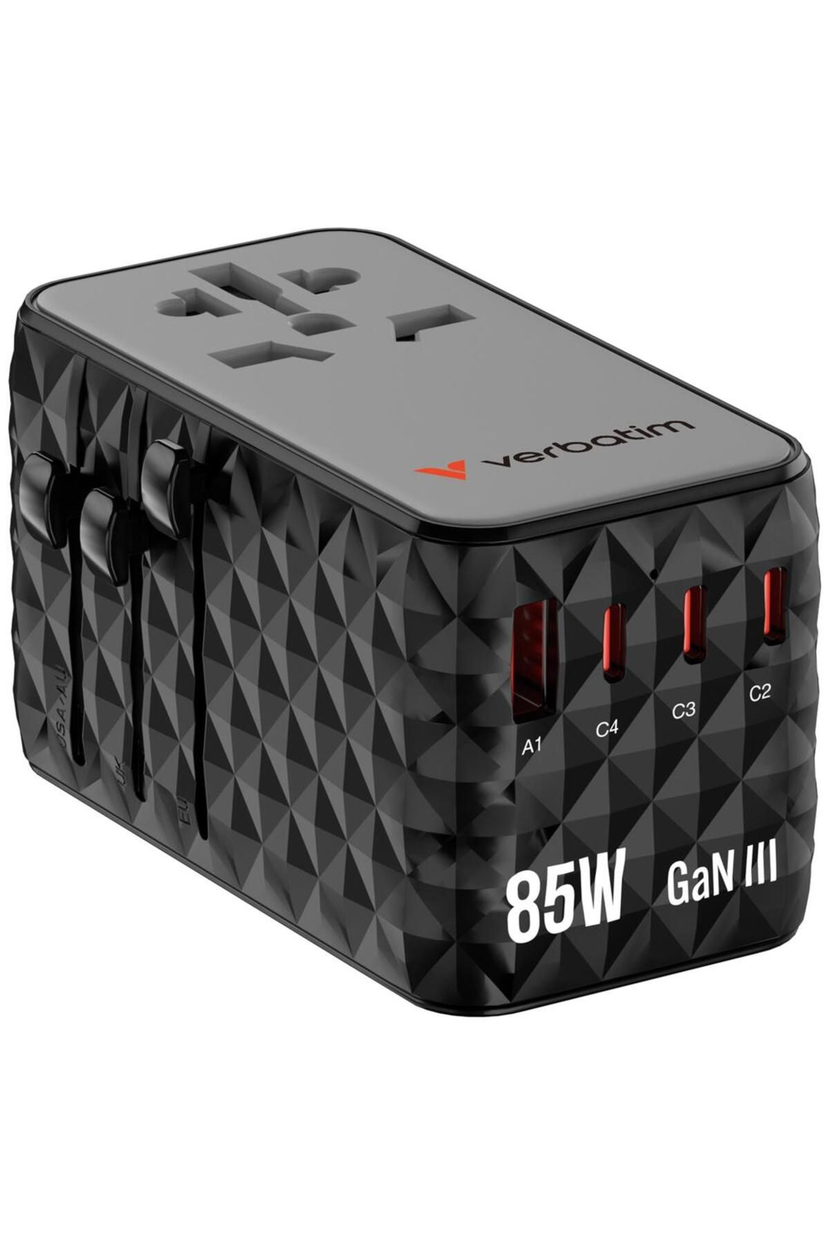 Verbatim-Incarcator retea de calatorie universal Verbatim GaN II, 85 W, 4xUSB-C PD, 1x USB-A QC (Negru) 3