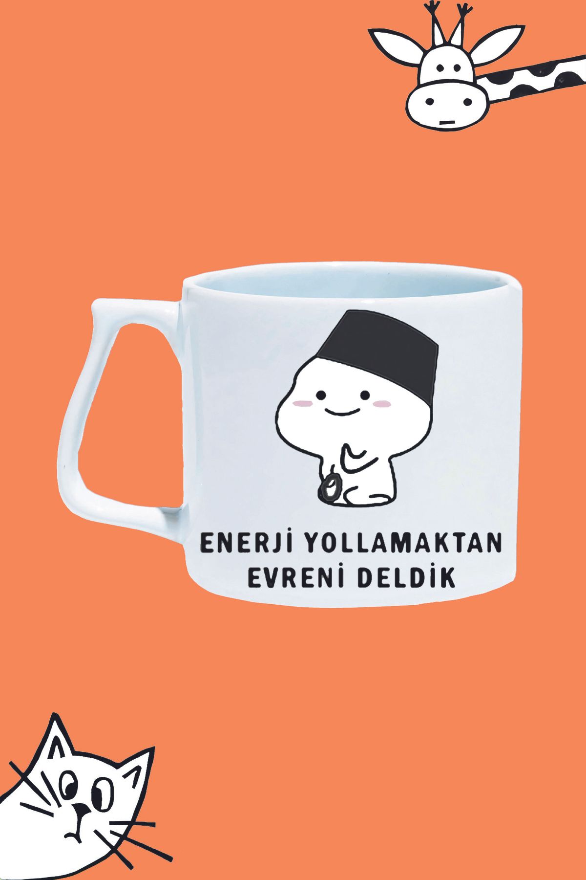 Olympus plus ENERJİ YOLLAMAKTAN DEVRENİ DELDİK MODDO TASARIM BASKILI LÜKS KUPA BARDAK