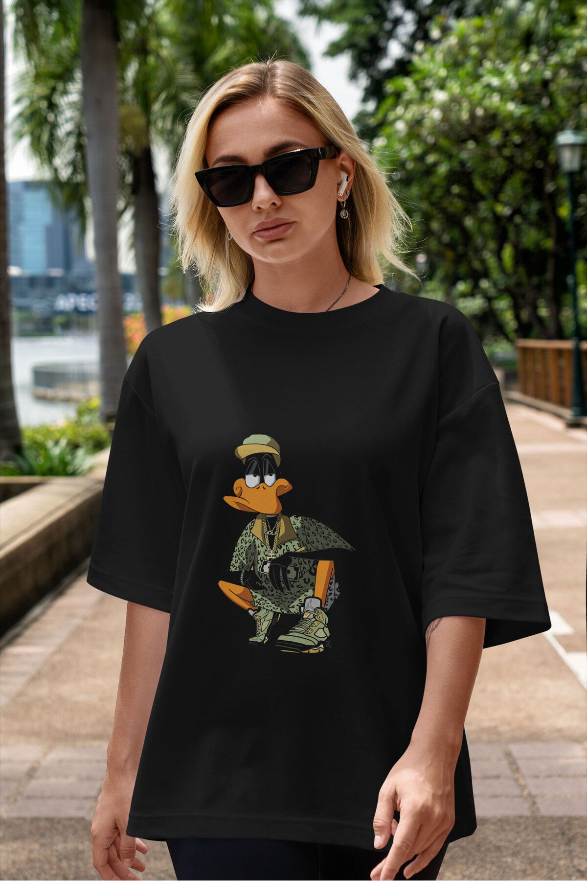 ELFAMİ Unisex Erkek/Kadın GOLF Özel Baskılı Oversize Pamuklu Bisiklet Yaka T-Shirt