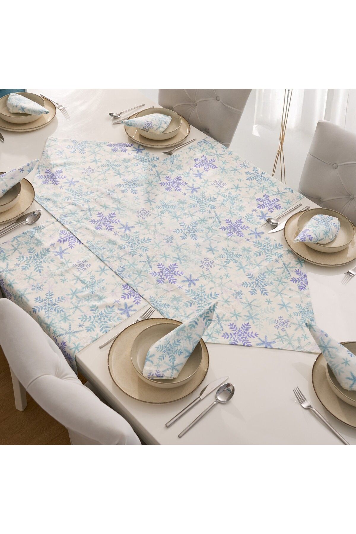 kesenegore 7 Parça Sofra Sunum Seti 6 Adet Amerikan Servisi Supla 35X45 cm + 1 Adet Üçgen Runner - 50x150