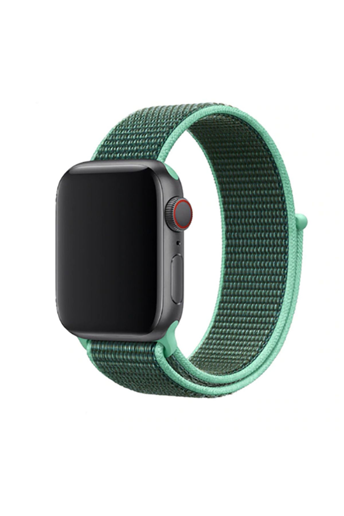 Mobicas Apple Watch 10 (46mm) Uyumlu Cırtlı Kumaş Kordon-03 Spearmint