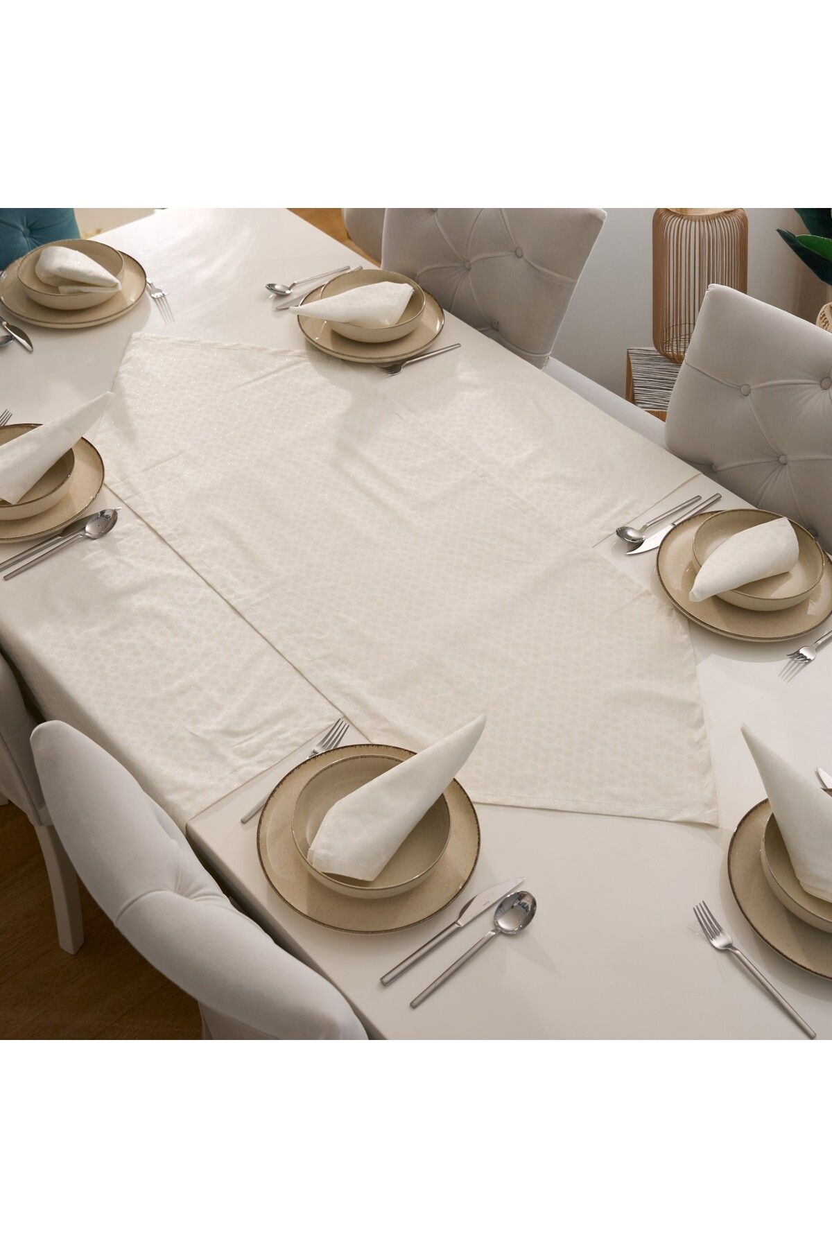 kesenegore 7 Parça Sofra Sunum Seti 6 Adet Amerikan Servisi Supla 35X45 cm + 1 Adet Üçgen Runner - 50x150
