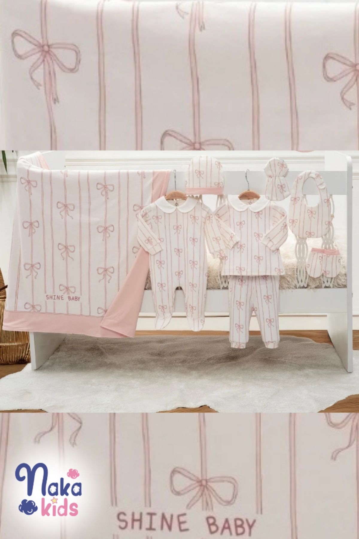 Naka Concept Shine Baby Kız Bebek 8 Parça Hastane Çıkış Seti- Pembe