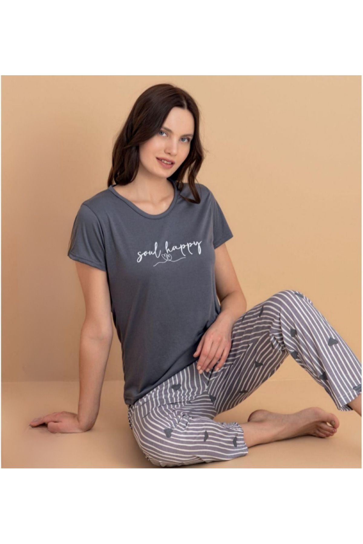 COLORDS Kadın Kalp Detay Pijama Takımı