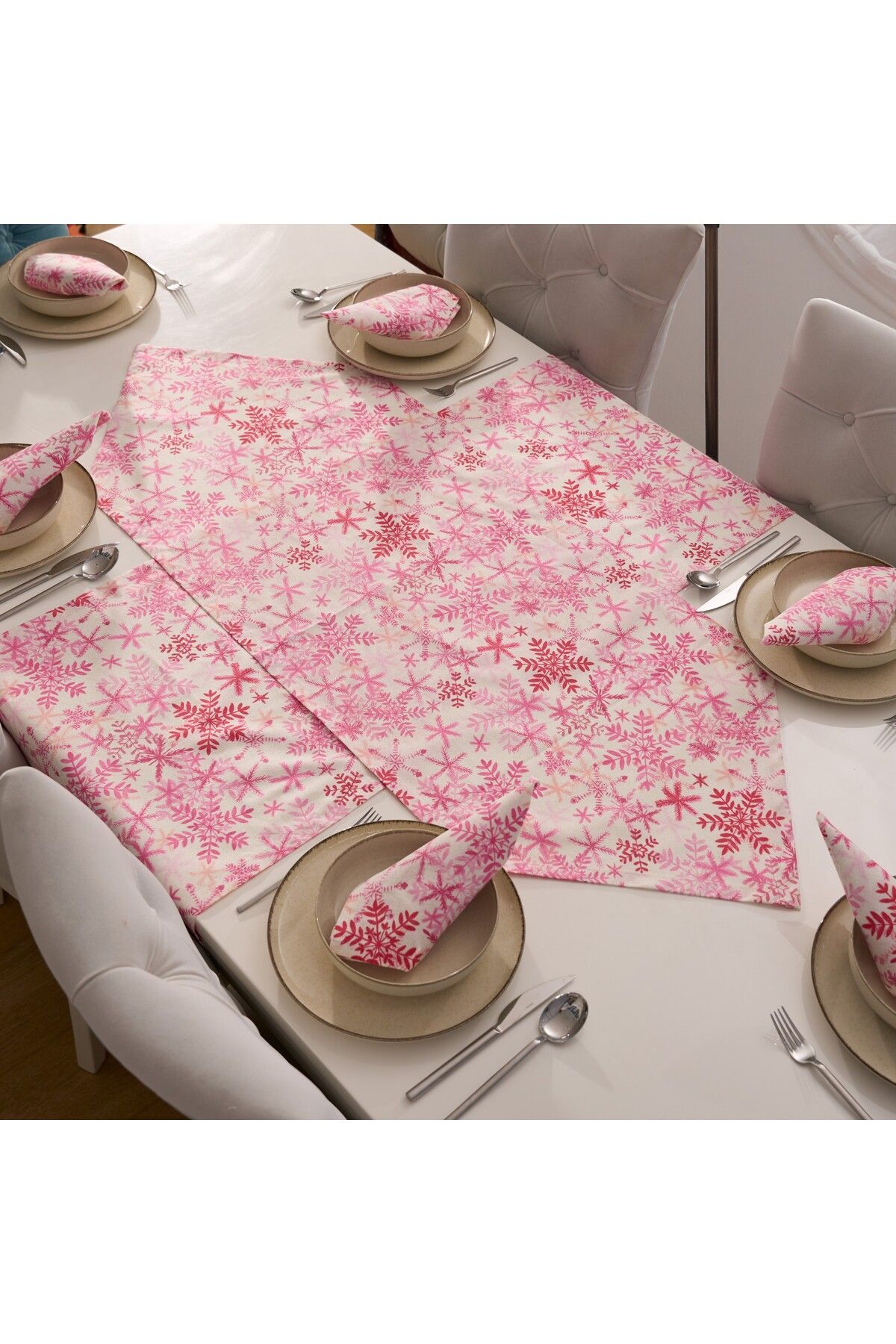 kesenegore 5 Parça Sofra Sunum Seti 4 Adet Amerikan Servisi Supla 35X45 cm + 1 Adet Üçgen Runner - 50x150