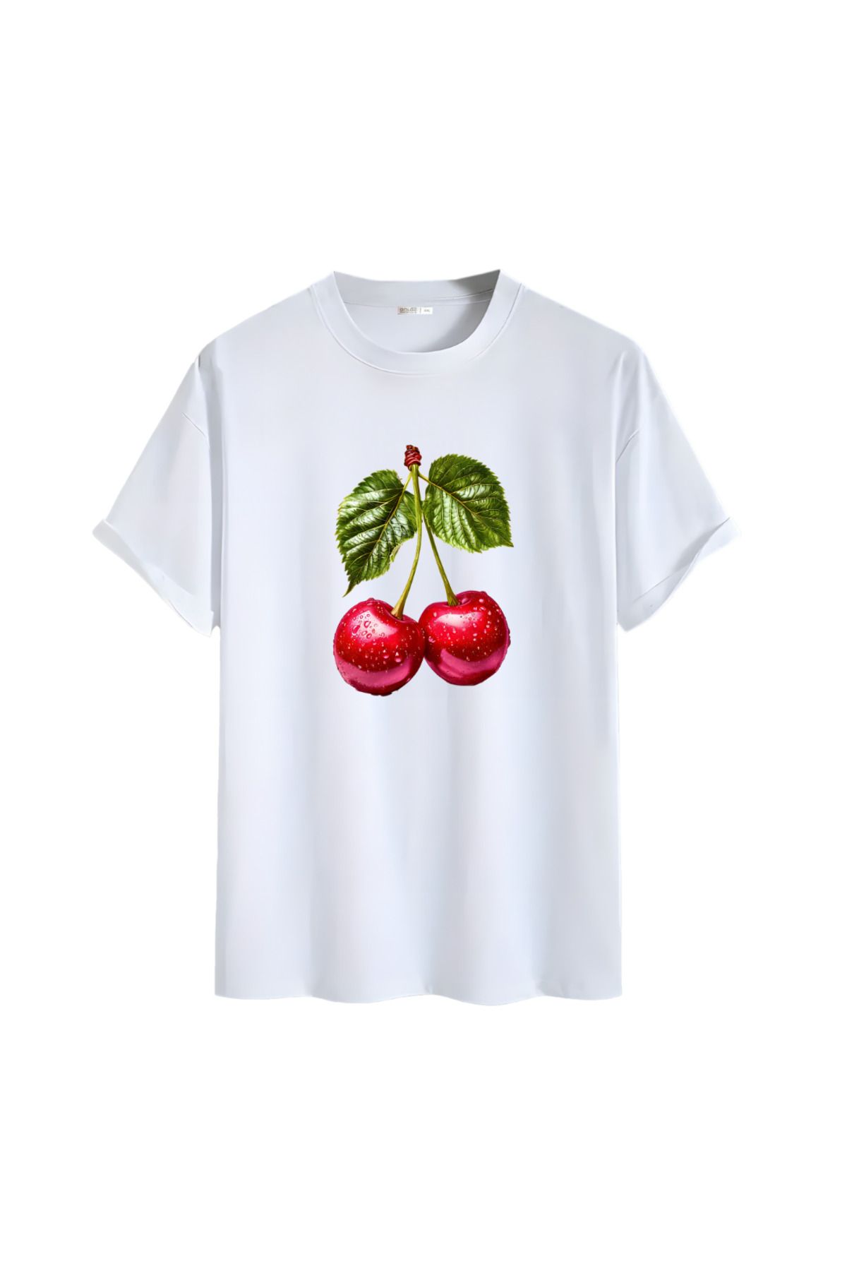 Gölge Store Kiraz(Cherry)Göğüs Baskılı Unisex Oversize Tişört