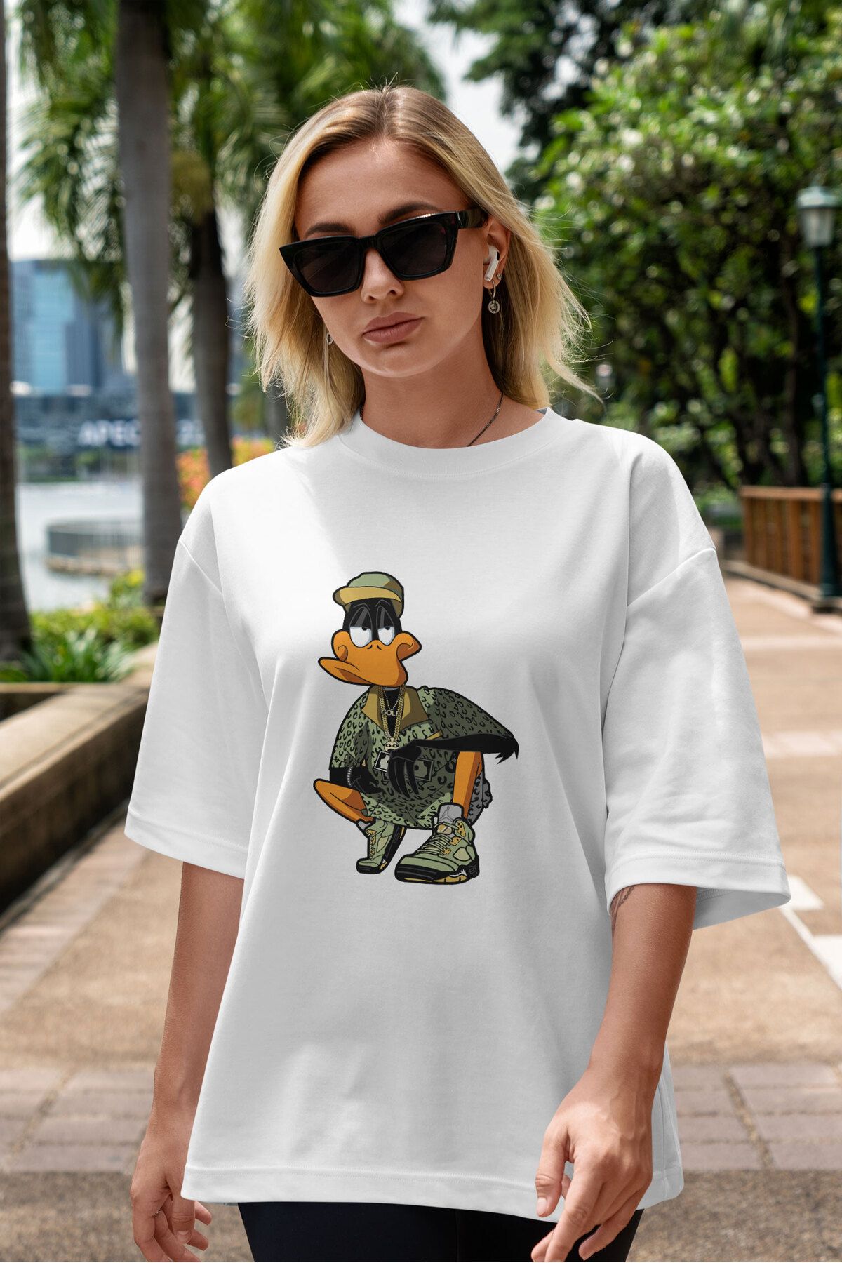 ELFAMİ Unisex Erkek/Kadın GOLF Özel Baskılı Oversize Pamuklu Bisiklet Yaka T-Shirt