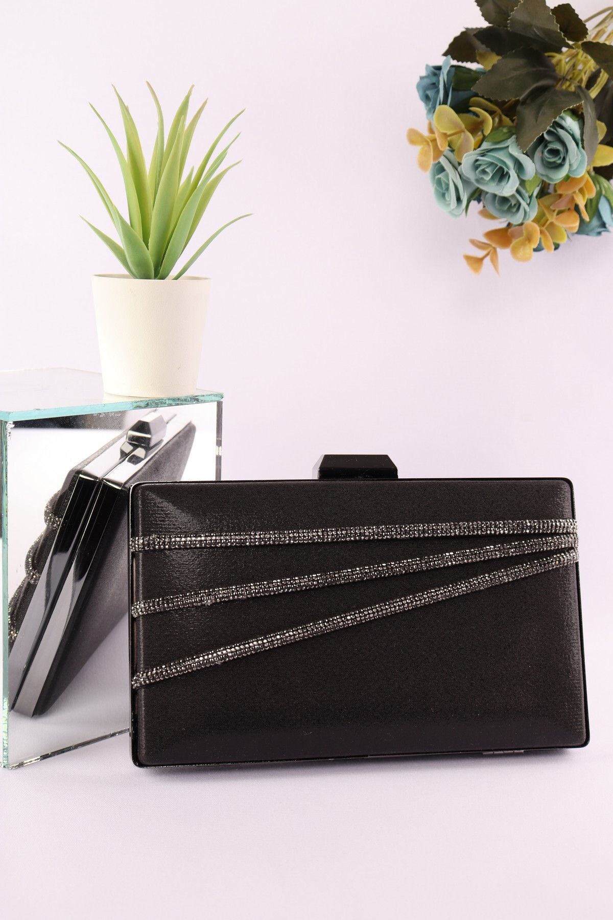 weem bag WB0301 | SIVAMA PIRILTILI İNCE KASA ŞERİTLİ ABİYE ÇANTA