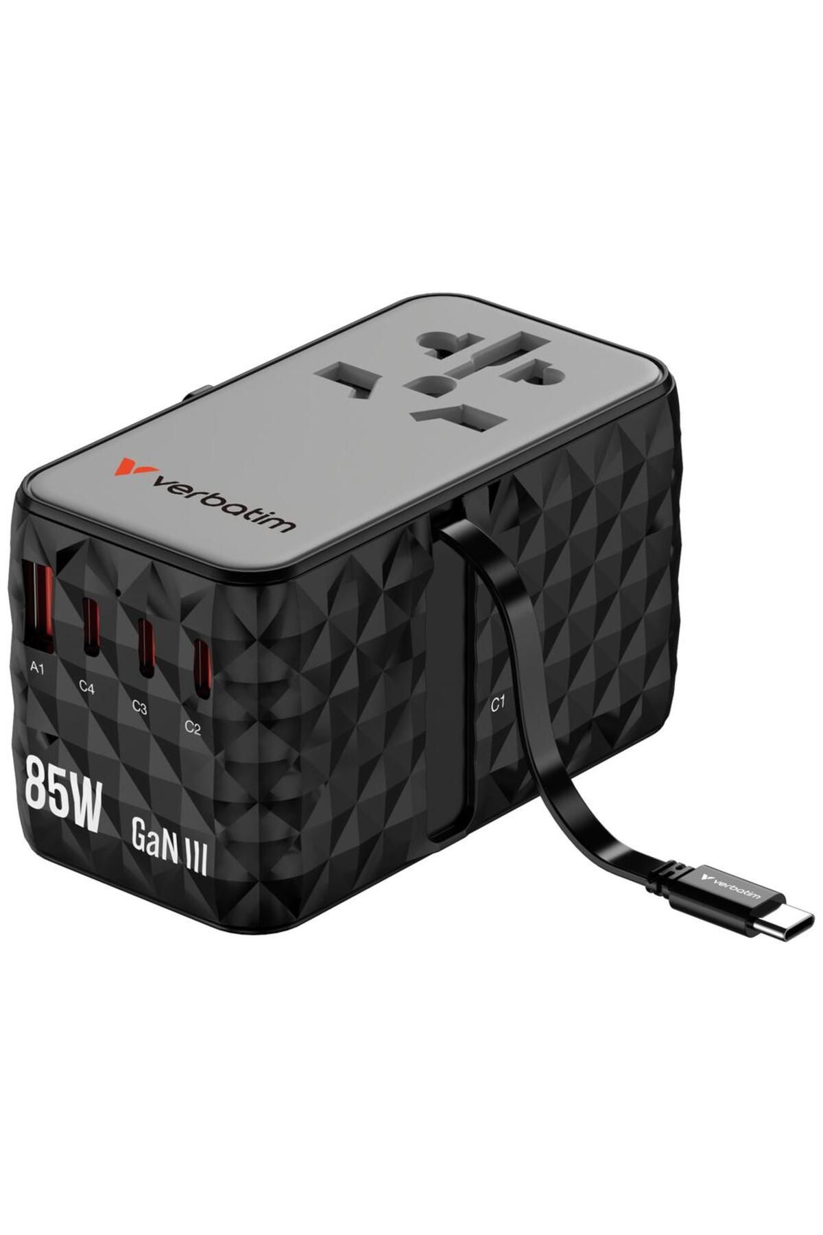 Verbatim-Incarcator retea de calatorie universal Verbatim GaN II, 85 W, 4xUSB-C PD, 1x USB-A QC (Negru) 2