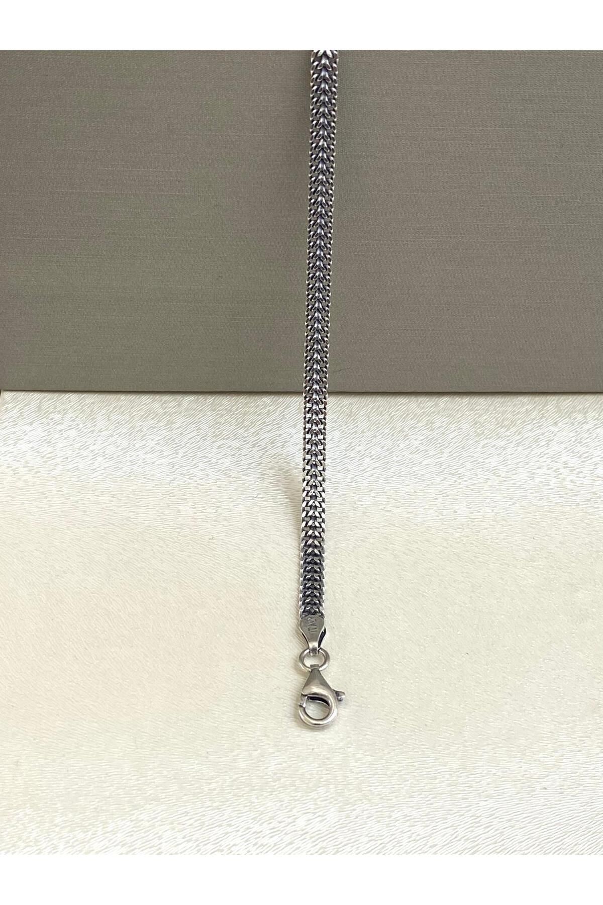 Siset Gümüş 925 Ayar 4 mm Balık Sırtı Erkek Gümüş Bileklik