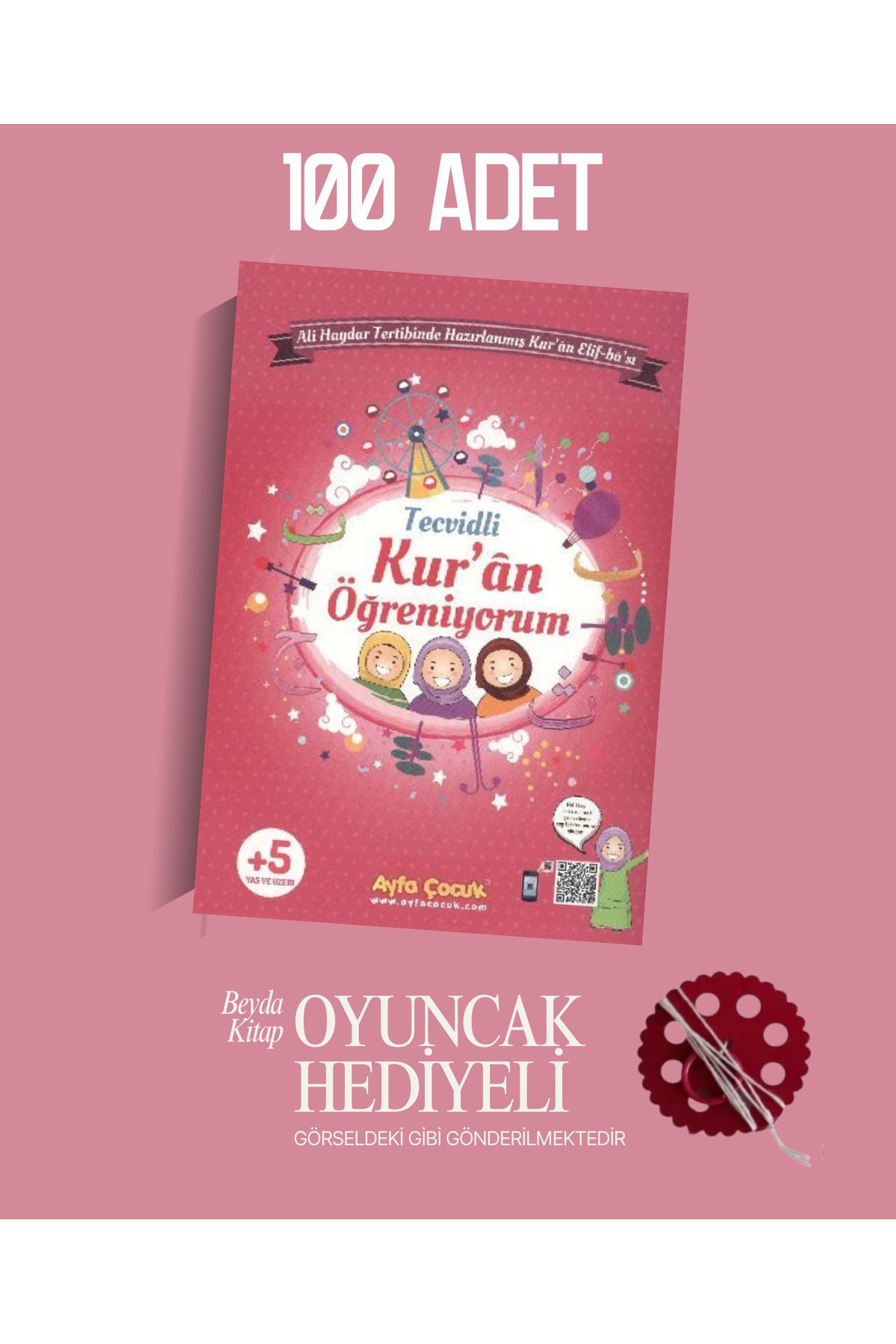 Timaş Çocuk Tecvidli Kuran Öğreniyorum (Pembe) - 100 Adet - Oyuncak Hediyeli