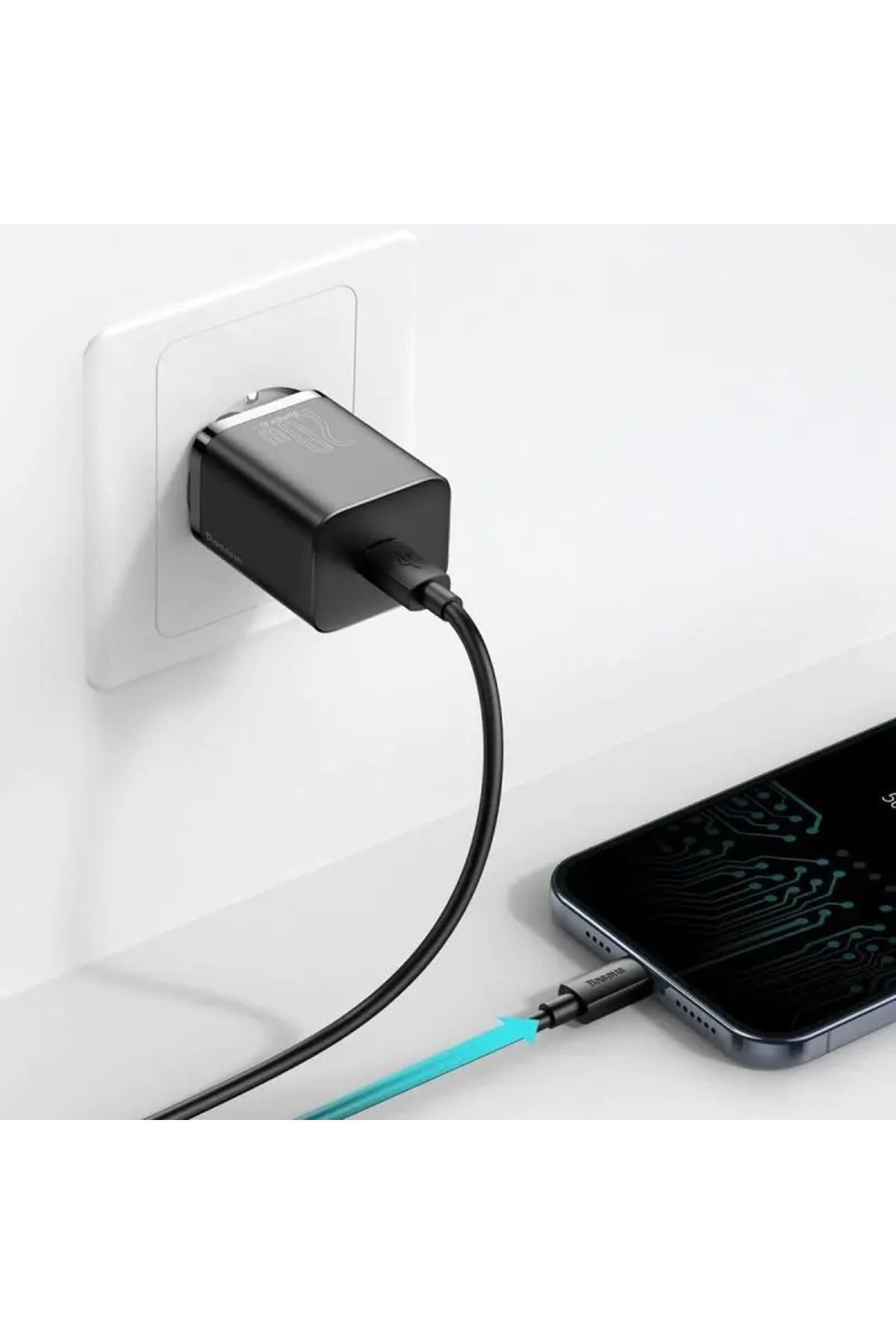 Baseus-Incarcator retea Baseus Super Si, USB-C, Power Delivery 20W, Cablu Lightning 1m inclus, Negru 3