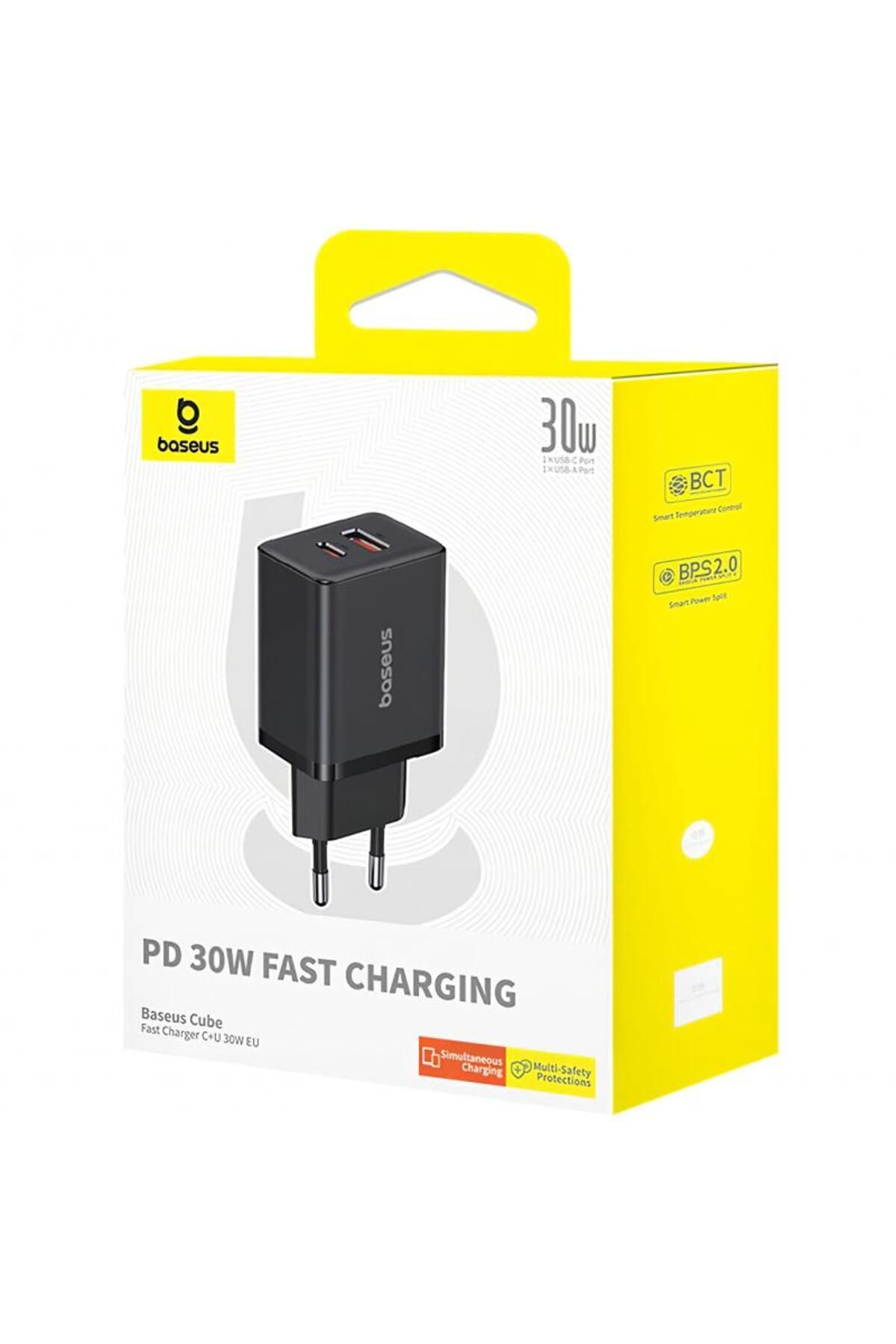Baseus-Incarcator Retea Baseus Cube P10111404113-00, 30W, 2.4A, 1 x USB-A - 1 x USB-C (Negru) 8