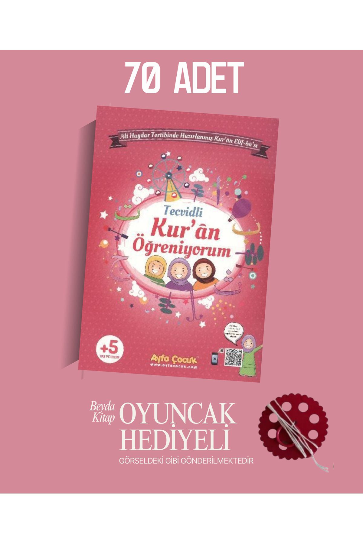 Timaş Çocuk Tecvidli Kuran Öğreniyorum (Pembe) - 70 Adet - Oyuncak Hediyeli