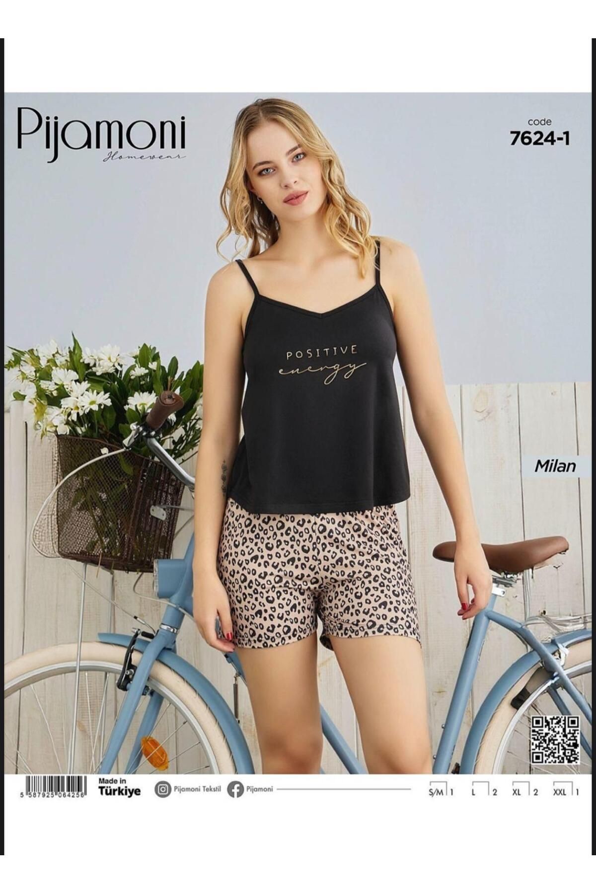 Pijamoni İP ASKILI LEOPAR DESENLİ YAZLIK PİJAMA TAKIMI