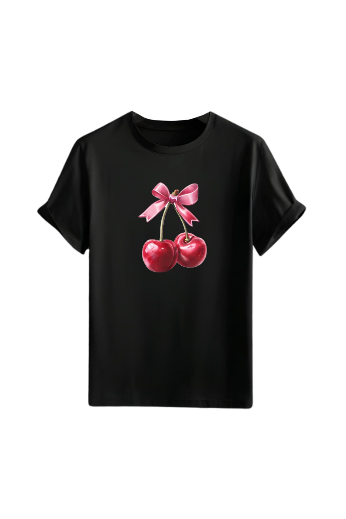 Gölge Store Kiraz(Cherry)Göğüs Baskılı Unisex Oversize Tişört