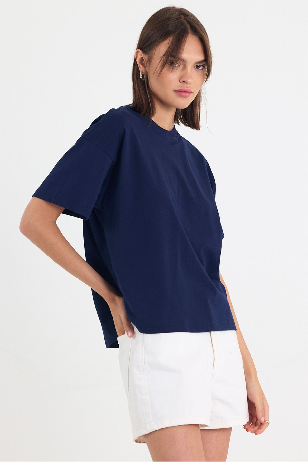 gothamvibes Kadın Timeless Oversize Lacivert T-Shirt