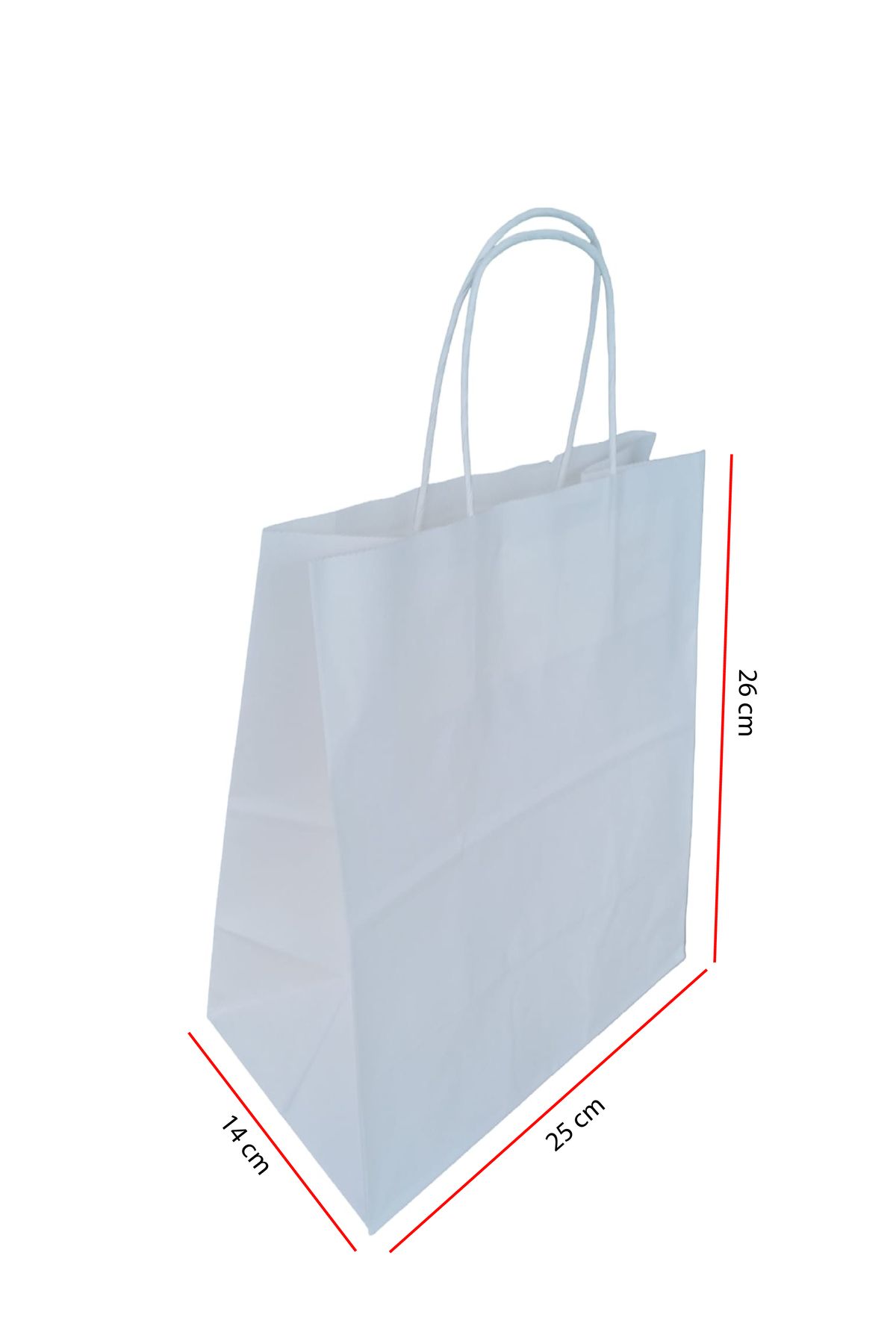 alba tasarım Burgu Saplı Beyaz Çanta 26 Cm X 25 Cm X 14 Cm (10 Adet) (Kağıt Poşet Çanta)
