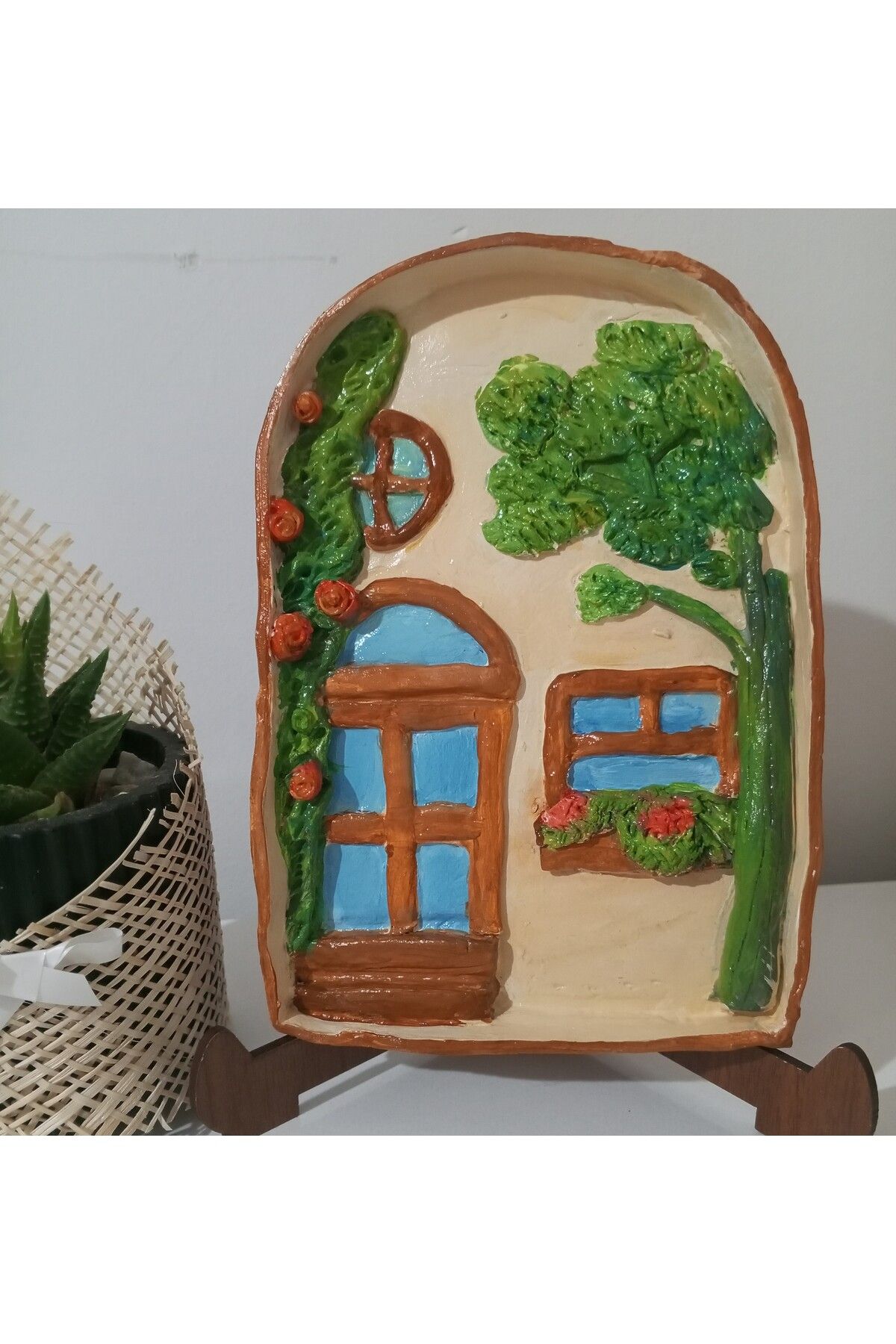 Sarisa Fairy Door Seramik El Yapımı Hediye ve Ev Dekorasyon Obje