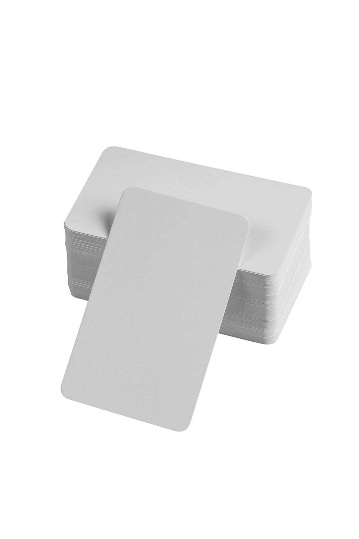 Vemora Boş Kelime Kartları 5x8 cm - 50 Adet Oval Kenarlı | Tabu & Not Kartları - Beyaz