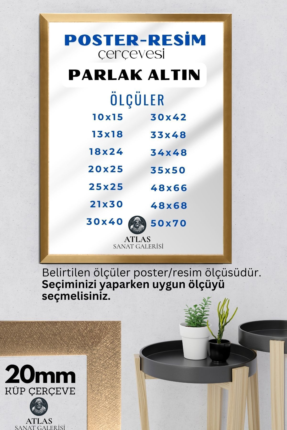 ASG Poster Resim Belge Resim Çerçevesi PVCli Postersiz Resimsiz ALTIN GOLD Çerçeve