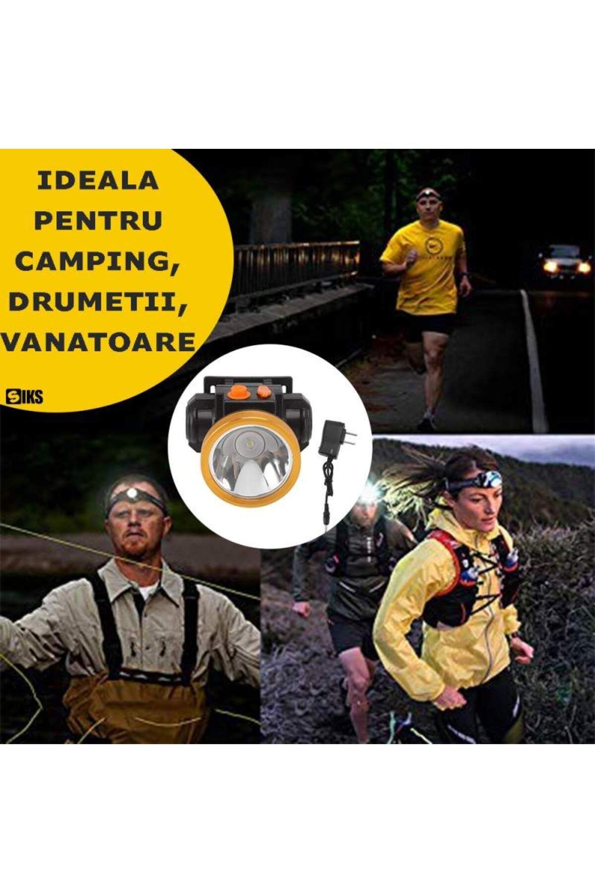 SIKS-Led Headlamp With Plug Charging, 2 Light Modes With 2 Intensity Levels, For Fishing, Hunting 5