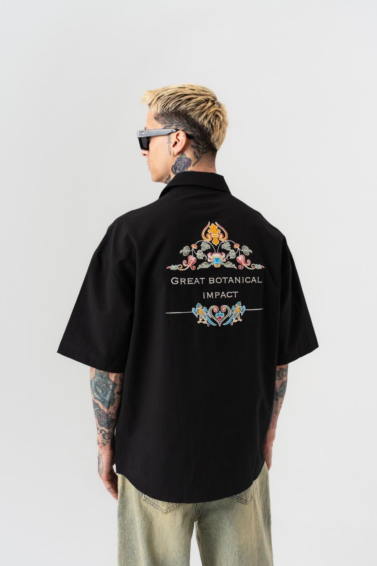 go gang own Fallback Nakış Detaylı Oversize Keten Gömlek