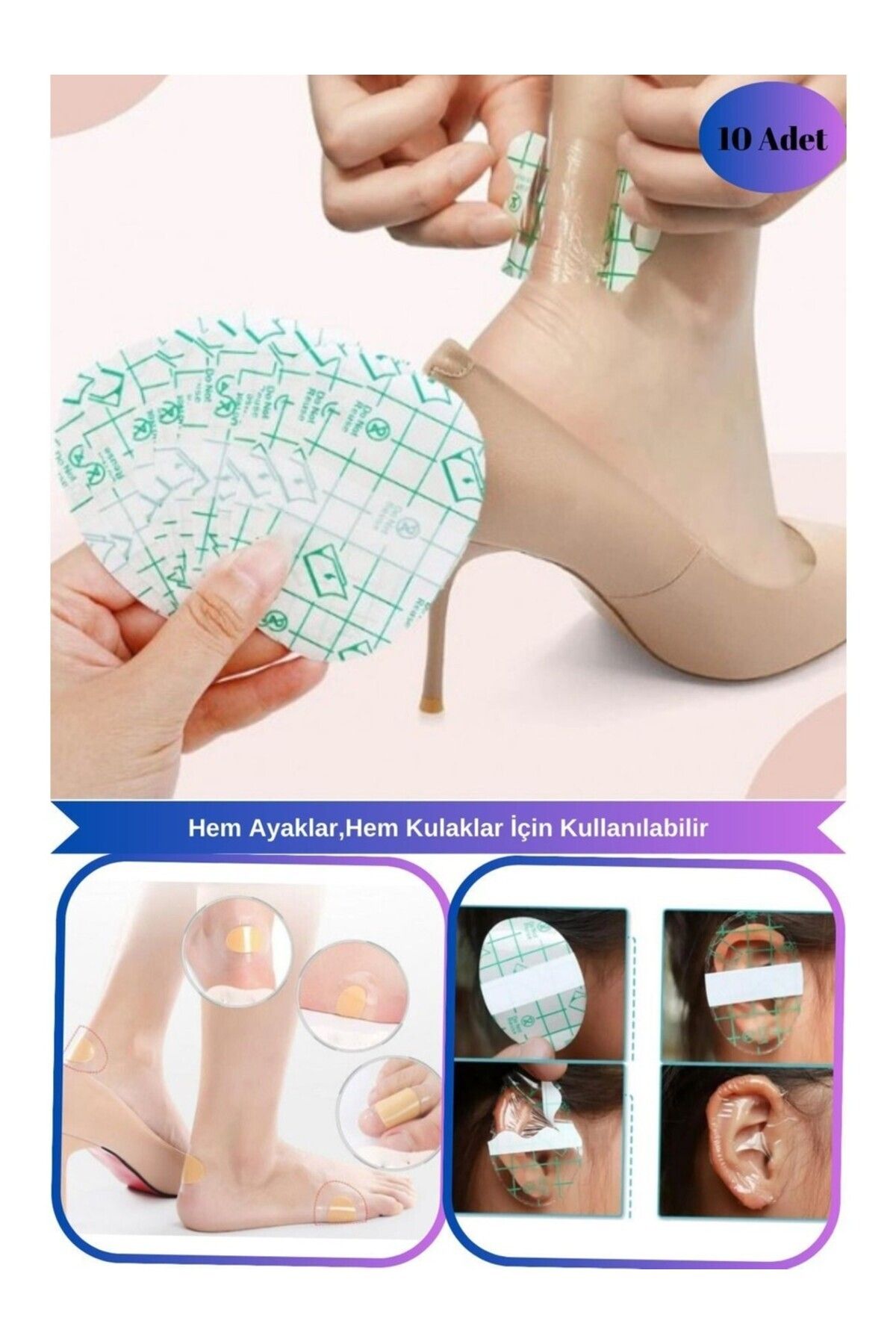 AboutThePerfect 10 Adet Ayakkabı Vurma Önleyici ve Su Geçirmez Tahriş Koruyucu Bant