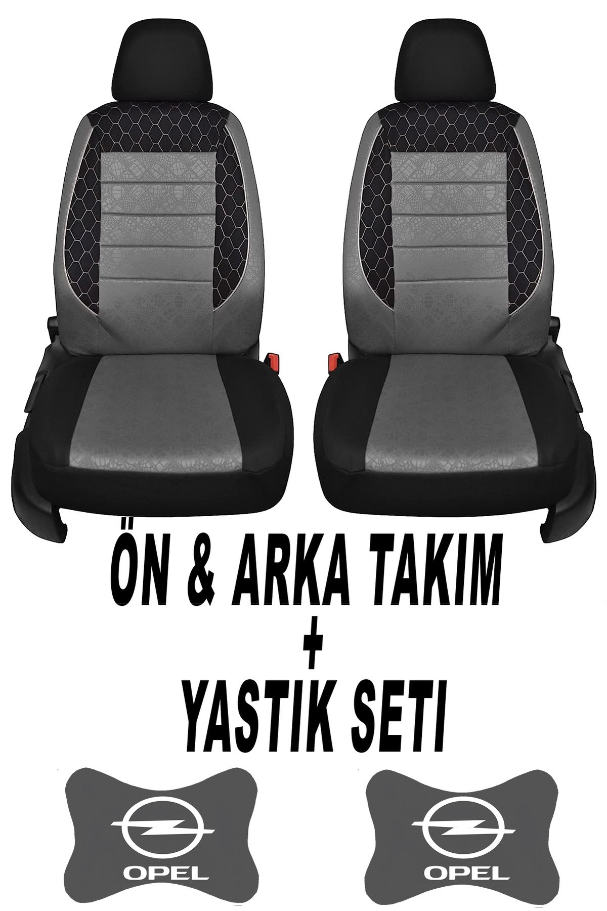 1araba1ev Oto Koltuk Kılıfı Opel Ön Arka Takım + 2 Adet Boyun Yastığı Seti