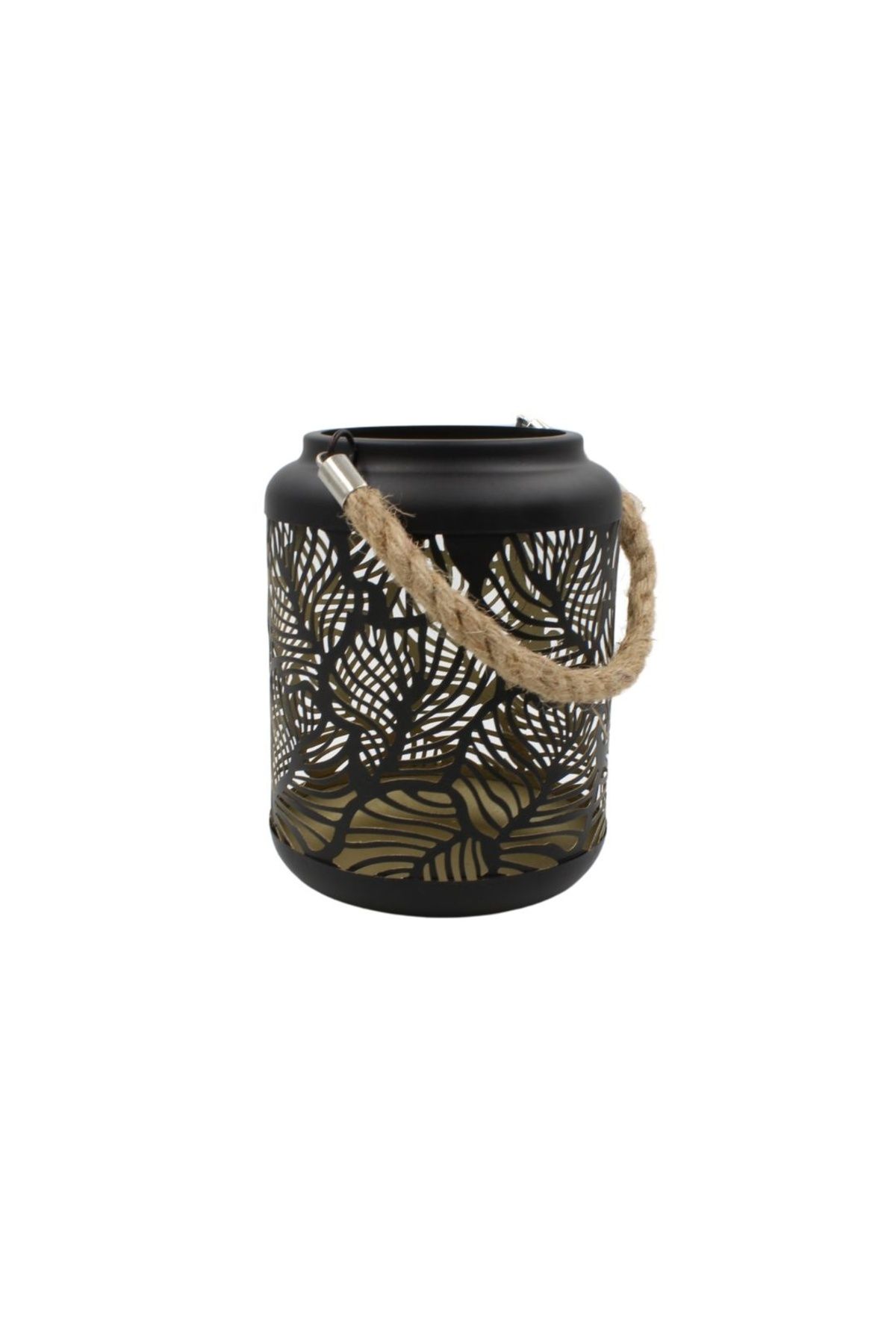 Arti Casa-Decorative metal lantern with abstract leaf pattern and rope handle, 17 cm, Arti Casa 1