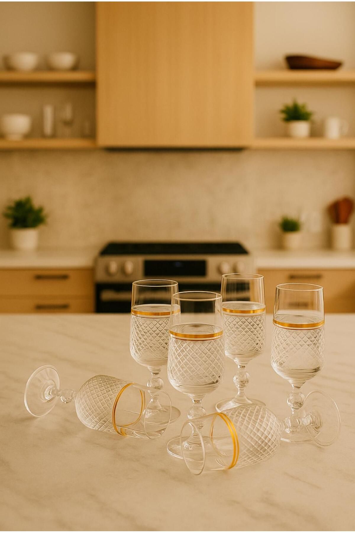 decovien 6 LI BOHEMİA CRYSTAL UZUN BOY KAHVE YANI BARDAĞI