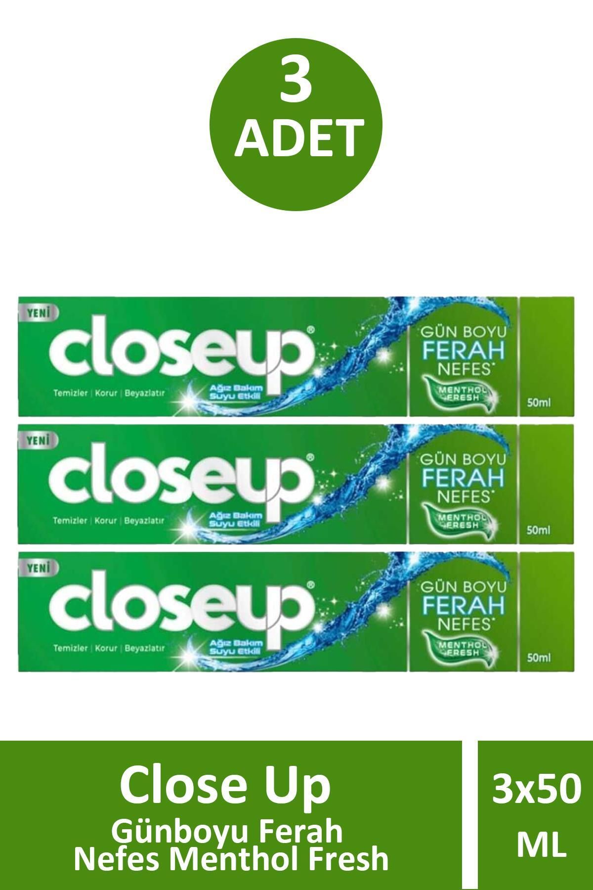 Closeup Close Up Günboyu Ferah Nefes Menthol Fresh 50 ml 3 Adet