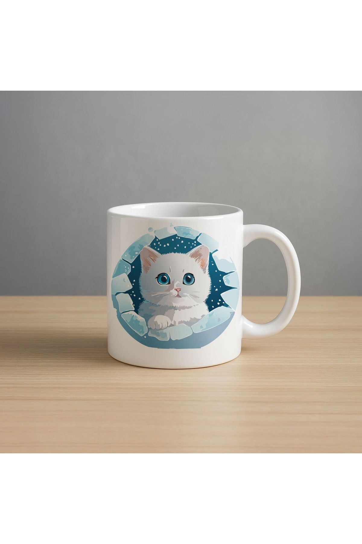 Ecem Collections Sevimli Kedi Tasarımlı Seramik Kupa