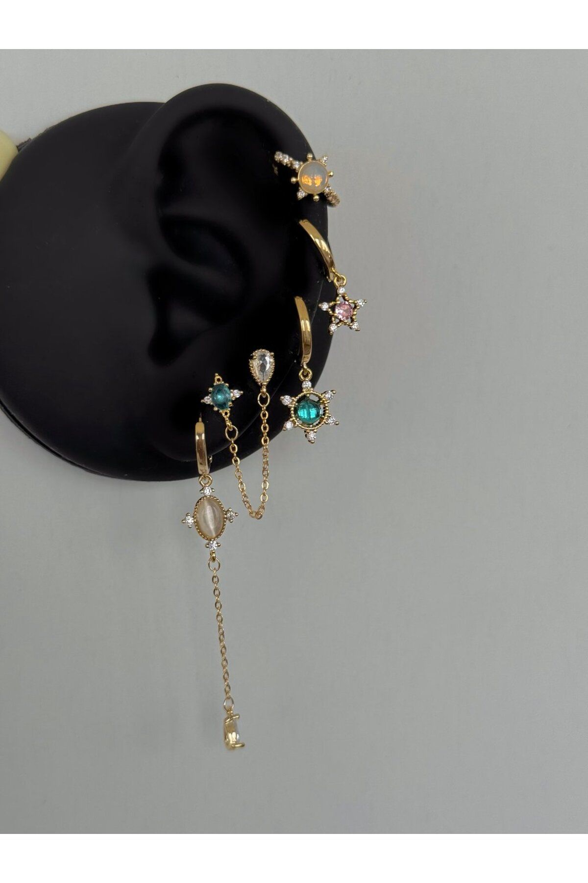 h&b design jewel Çelik Hologramlı 6 Lı Küpe Seti