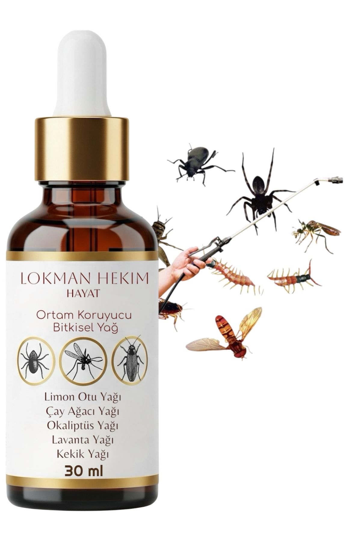Lokman Hekim Hayat Kene,Sinek,Sivrisinek,Haşere Kovucu Ortam Koruyucu Bitkisel Kene Savar 30 ml Yağ