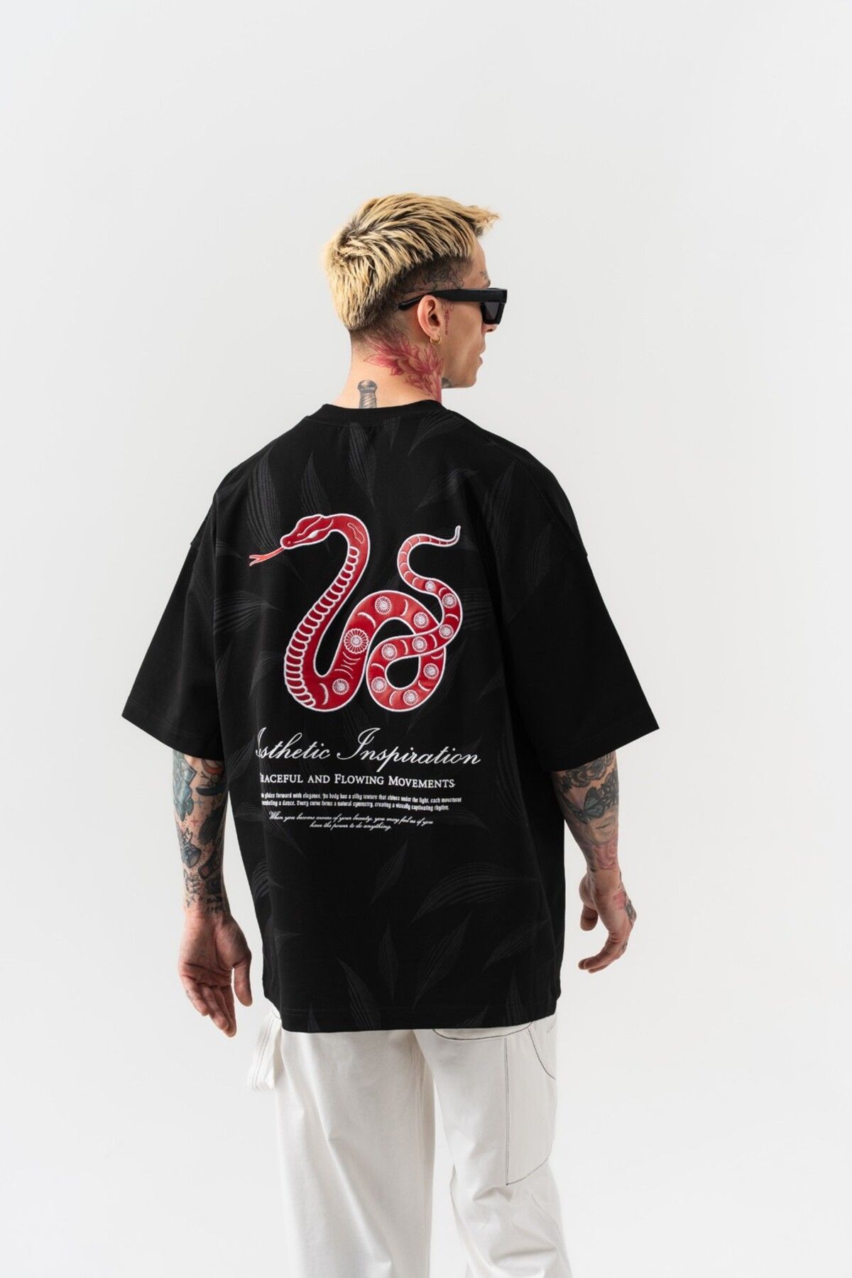 go gang own Snake Nakış Detaylı Oversize T-shirt