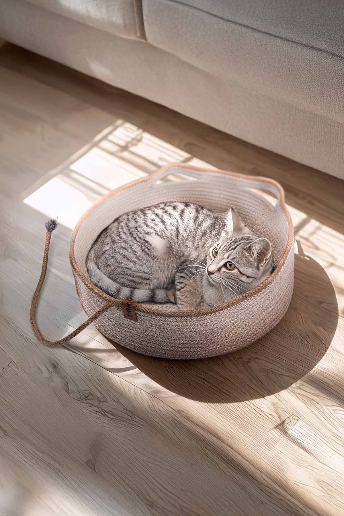 GOBYPET JÜT HASIR KUYRUKLU KEDİ KÖPEK YATAĞI