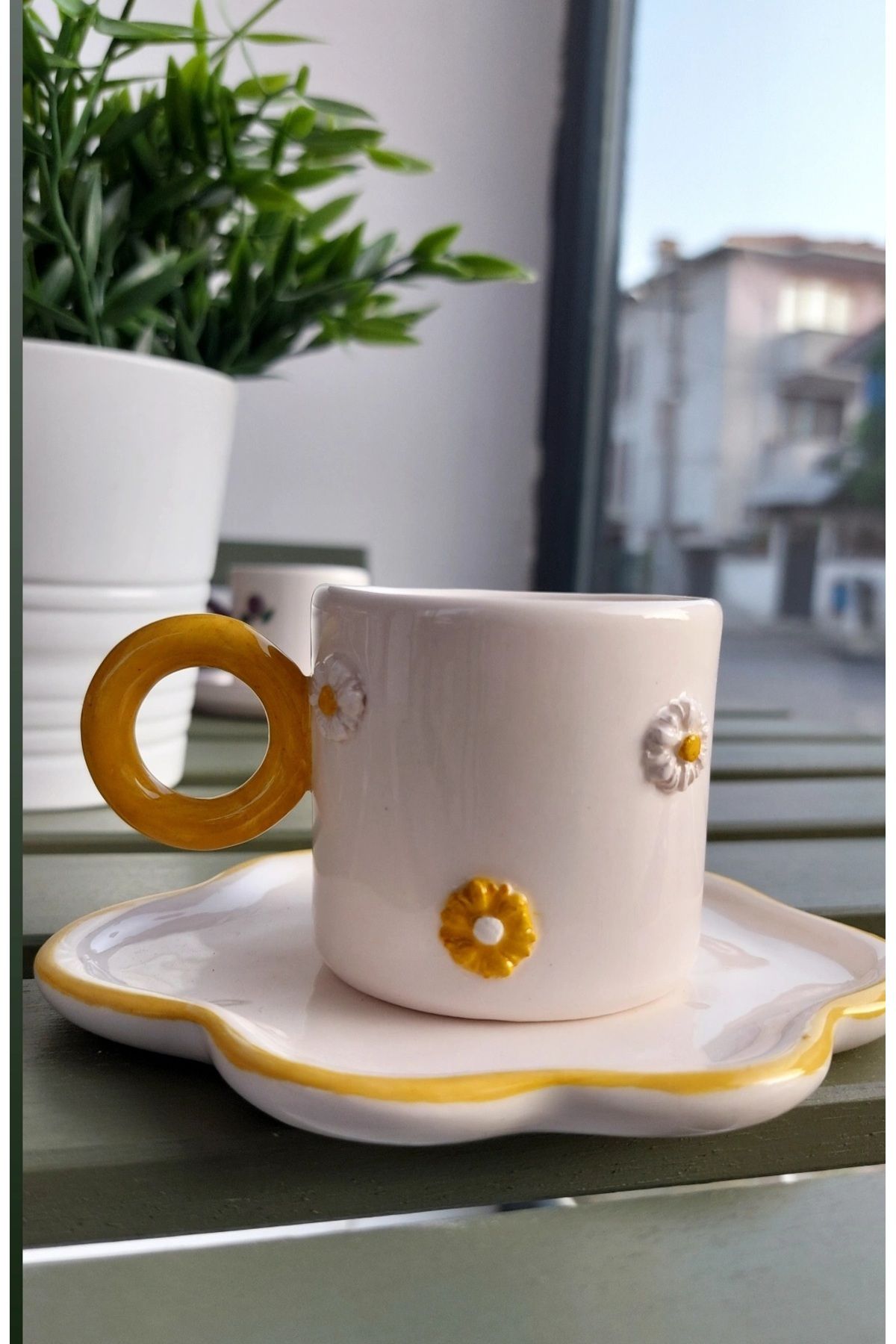 Ohlala Atelier Çiçekli El Yapımı Seramik Türk Kahvesi Fincan Seti Handmade Ceramic Cup