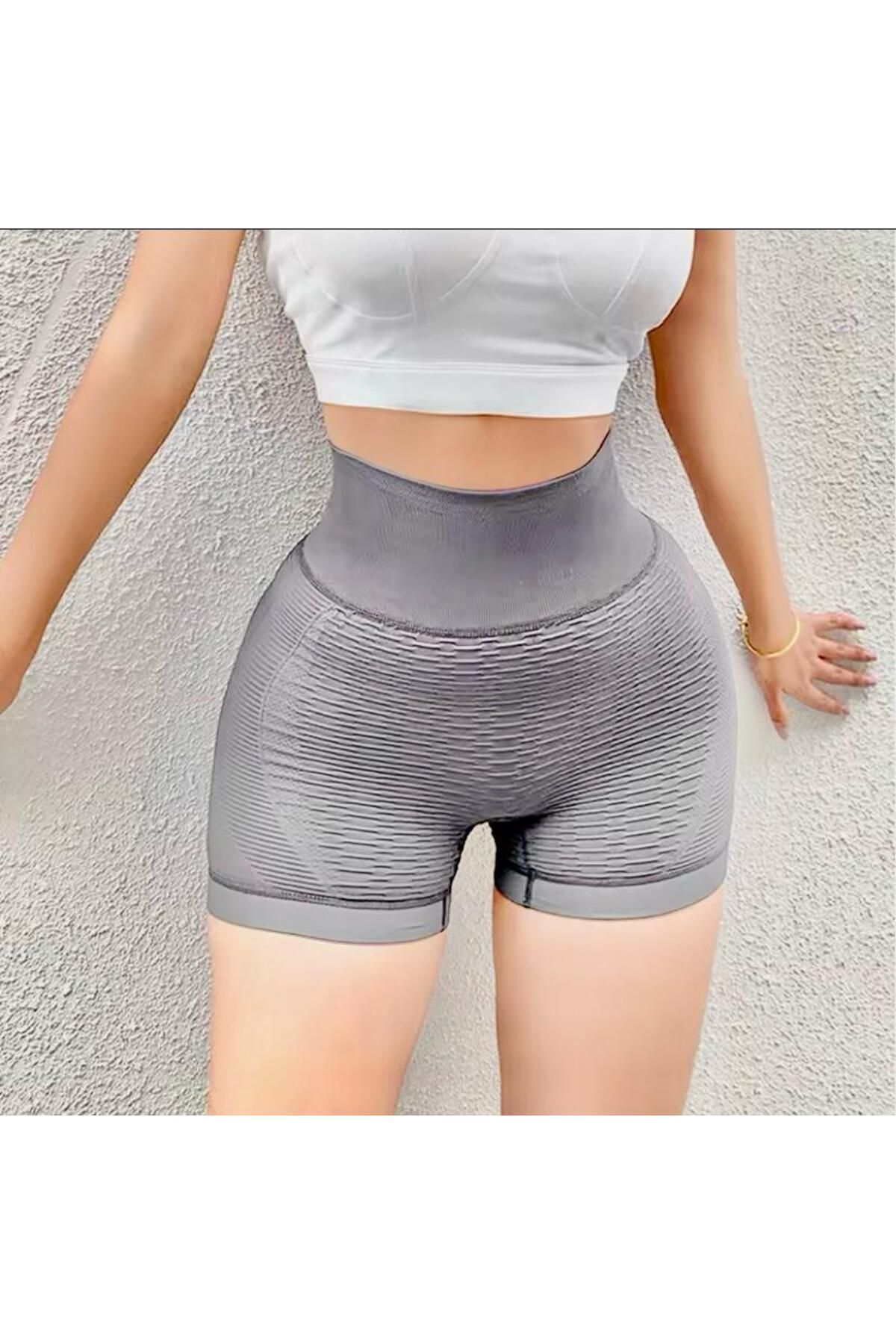 TUMBA'S Spor Giyim Fitness Yoga Şortu Yüksek Bel Toparlayıcı Dikişsiz Elastik Anti-Selülit Jogger Tayt