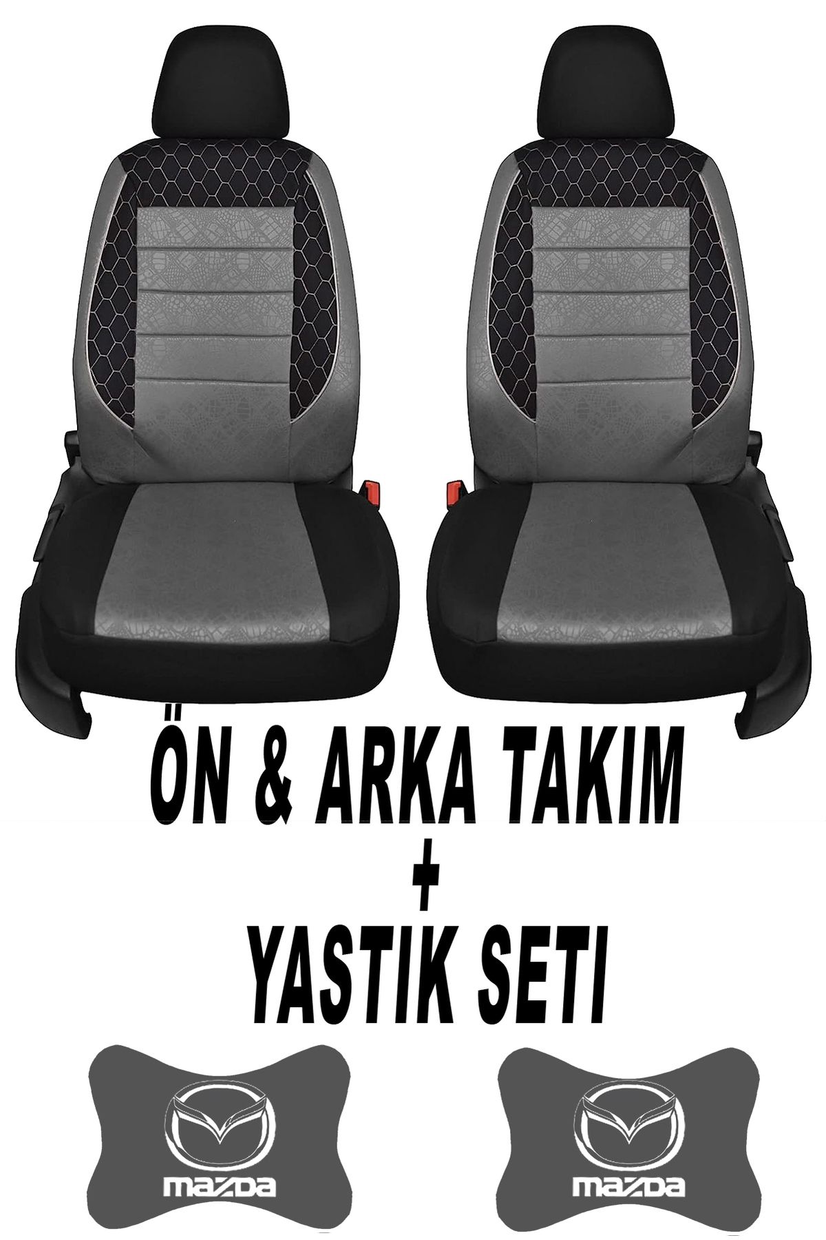 1araba1ev Oto Koltuk Kılıfı Mazda Ön Arka Takım + 2 Adet Boyun Yastığı Seti