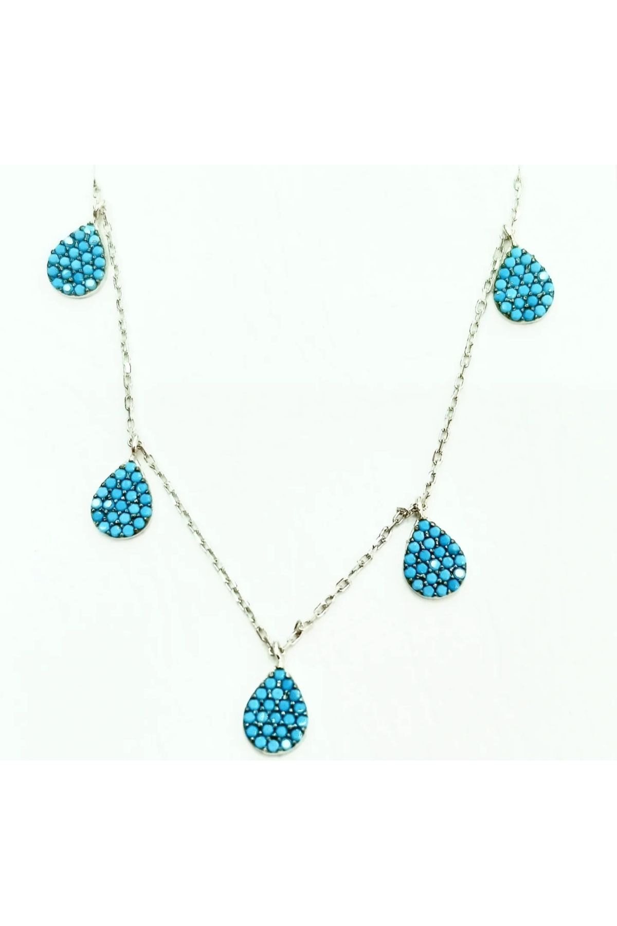 Oriental Kuyumculuk Jewellery Damla Firüze Taşlı Şans Gümüş Kolye